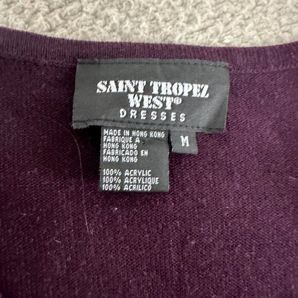 Saint Tropez West Embroidered Burgundy Duster Cardigan Sweater Maxi - Picture 5 of 16
